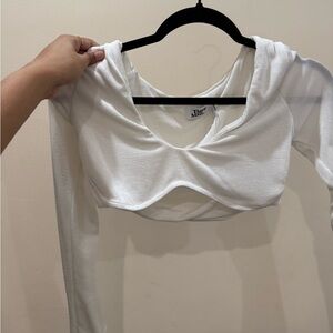 tiger mist White Long Sleeve Crop Top